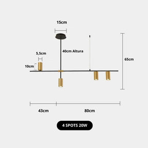 Lustre Pendente Moderno Tubular em Spots Led