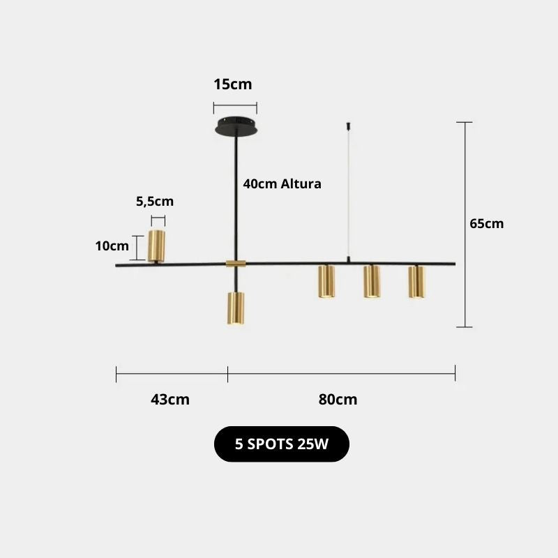 Lustre Pendente Moderno Tubular em Spots Led