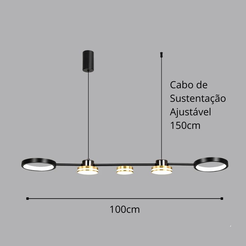 Lustre Pendente Moderno Chandelier 5 Pontos - 100cm