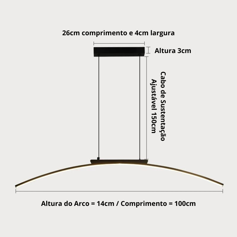 Lustre Pendente Moderno Arco Slim Led - 100cm