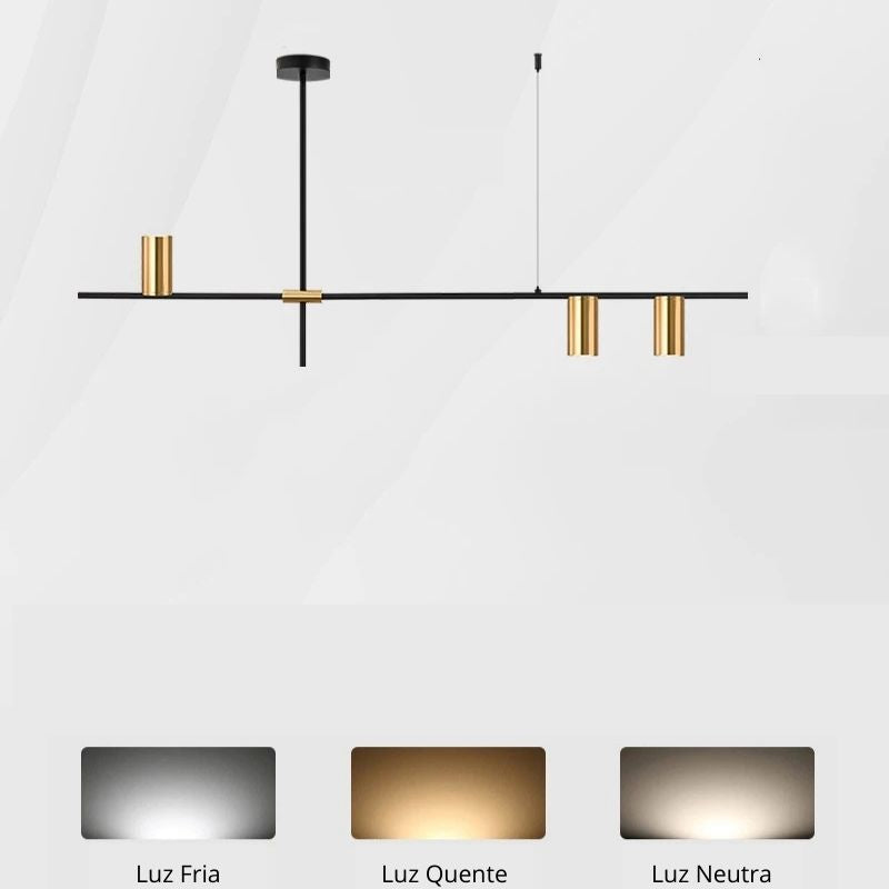 Lustre Pendente Moderno Tubular em Spots Led