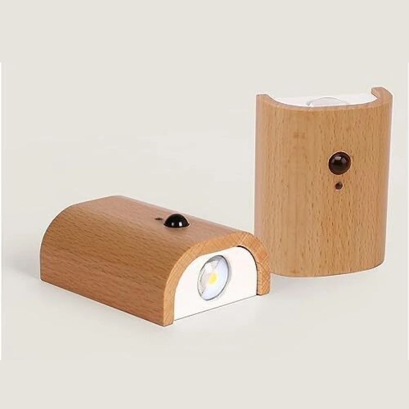 Luminária Arandela de Parede Sem Fio Com Sensor de Presença Recarregável - Small Wood