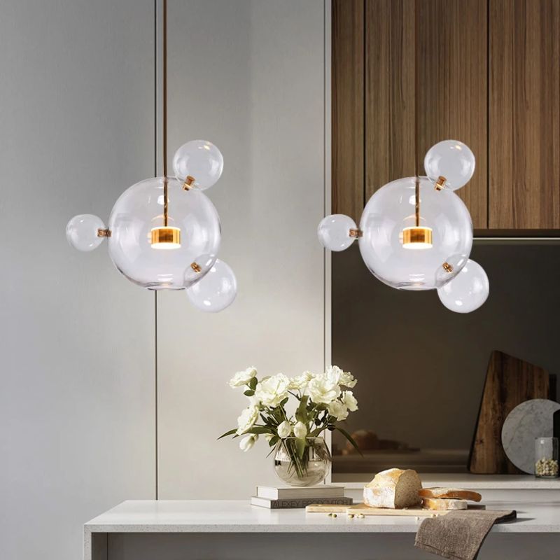 Lustre Pendente Design Italiano Vetro a Bolle Led