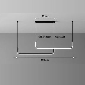 Lustre Pendente Moderno Minimalista Linea Led