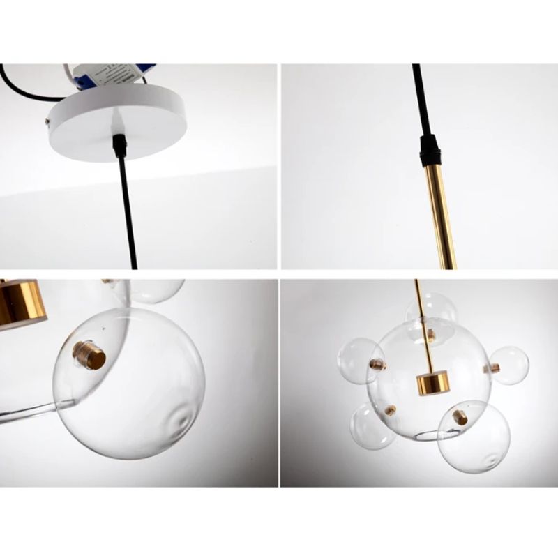 Lustre Pendente Design Italiano Vetro a Bolle Led