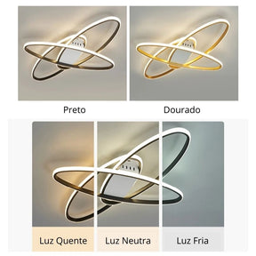 Lustre Luminária de Teto Elipse  Minimalista Com Controle Remoto e App para Celular