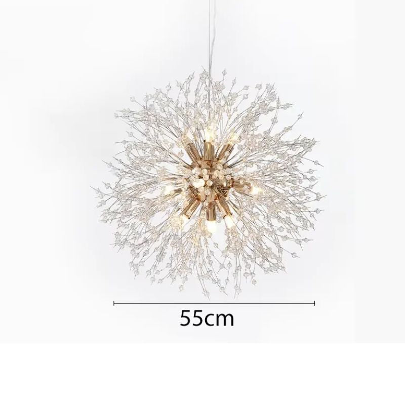 Lustre Pendente Moderno Dente de Leão Led - Dourado - 55cm