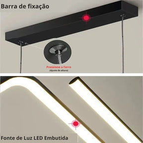 Lustre Pendente Wave Line Led - 90cm