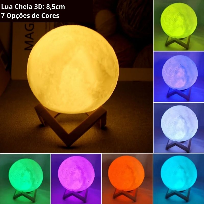 Luminária Abajur Lua Cheia 3D