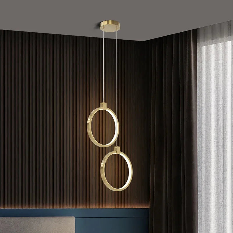 Lustre Pendente Moderno Anel Led - Dourado 20cm