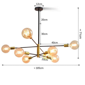 Lustre Pendente Candelabro - Rotação Ajustável - Preto e Dourado