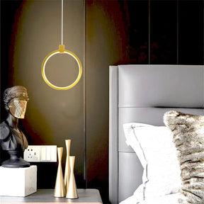 Lustre Pendente Moderno Anel Led - Dourado 20cm