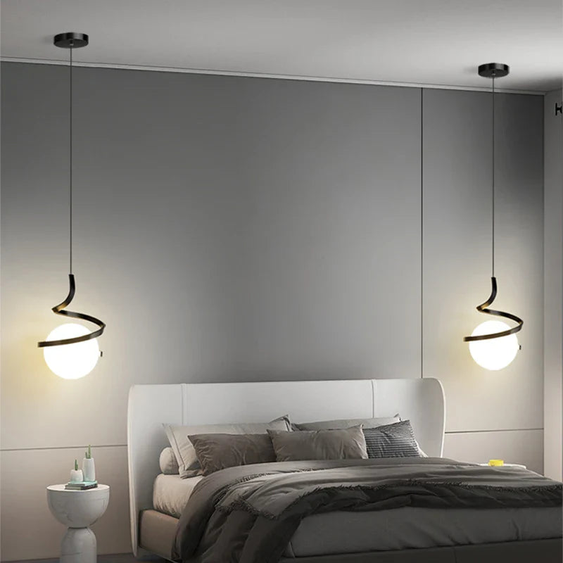 Lustre Pendente Moderno Globo Espiral Led