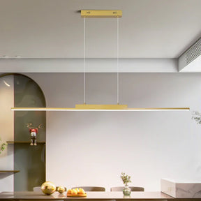 Lustre Pendente Moderno Linea Slim Led Dourado - 100cm