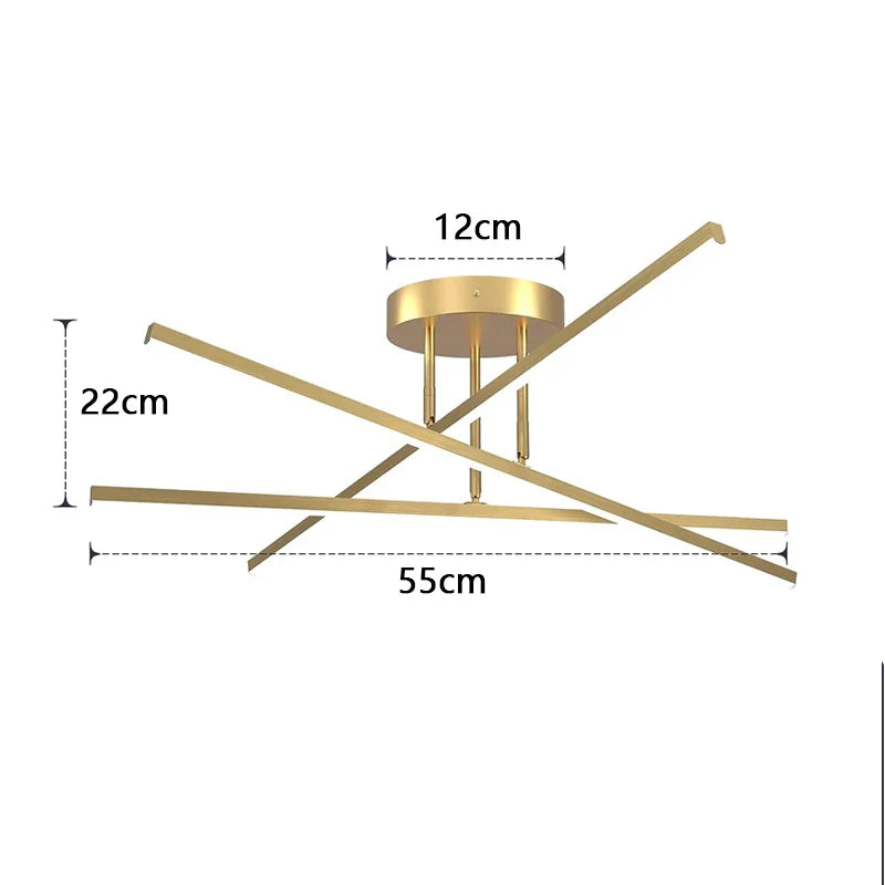 Lustre Luminária de Teto Estilo Nórdico Led - 3 Hastes cruzadas