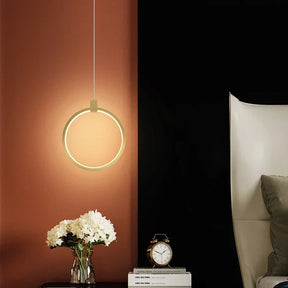 Lustre Pendente Moderno Anel Led - Dourado 20cm