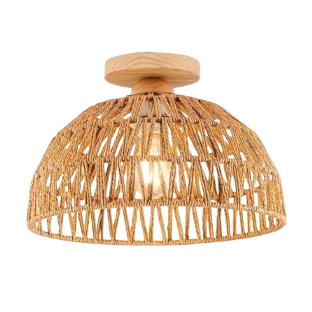 Luminária de Teto Plafon Sobrepor Bohemian Rattan 23cm