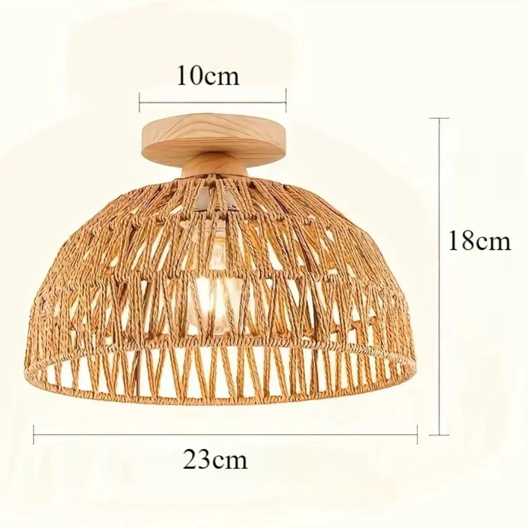 Luminária de Teto Plafon Sobrepor Bohemian Rattan 23cm