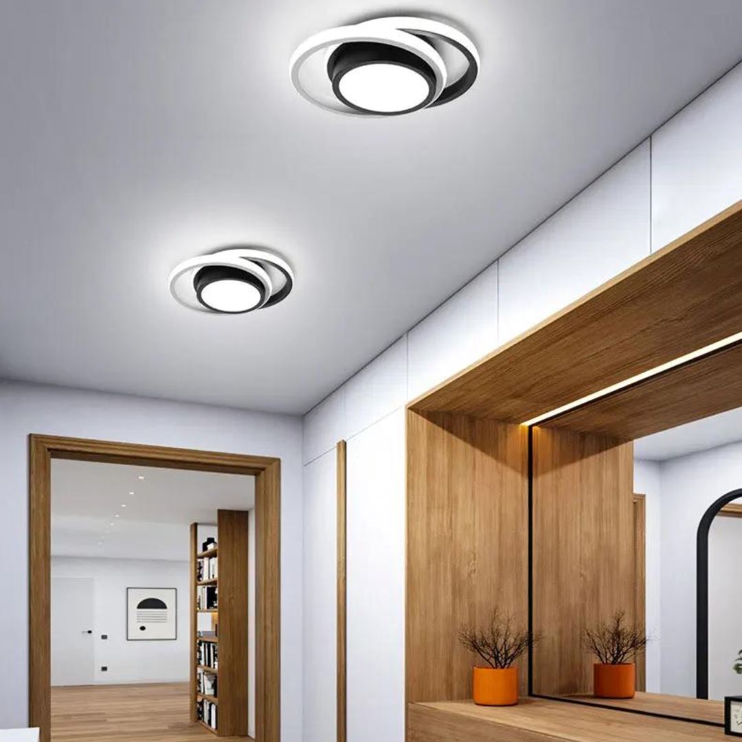 Luminária de Teto Plafon Sobrepor em Led Circular Duplo para Quarto Sala