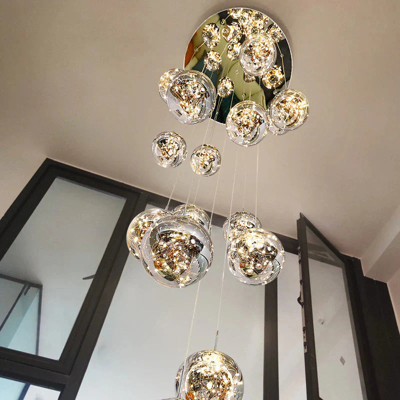 Lustre Pendente de Luxo Bola de Cristal