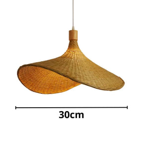 Lustre Pendente Artesanal Bamboo Rattan 30cm