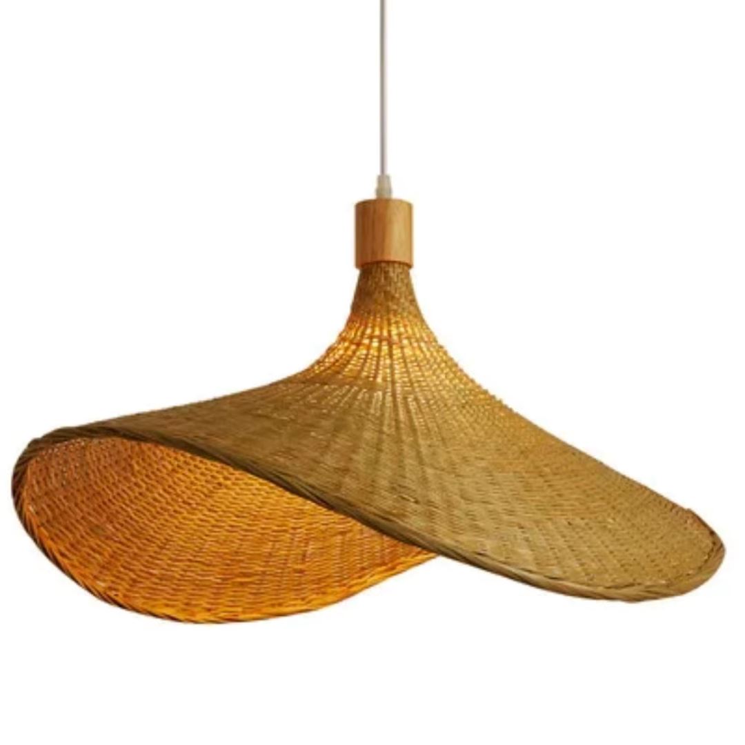 Lustre Pendente Artesanal Bamboo Rattan 30cm