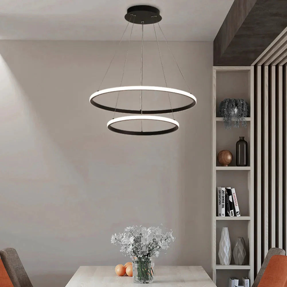 Lustre Pendente Circular Duplo em Led