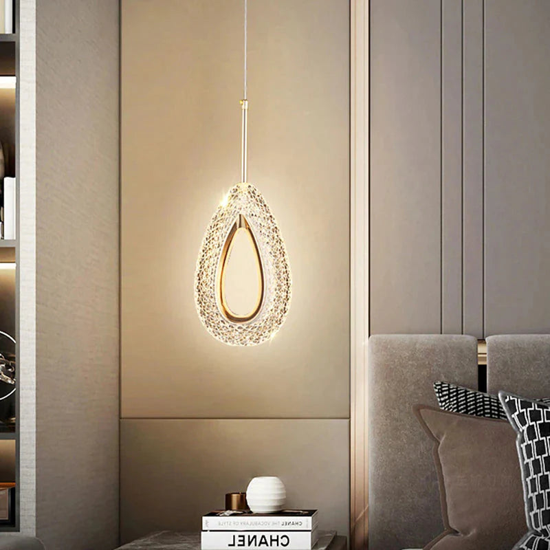 Lustre Pendente de Luxo em Gota Cristal