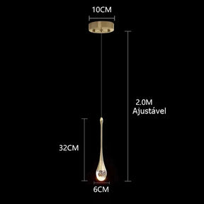 Lustre Pendente de Luxo em Gota Crystals