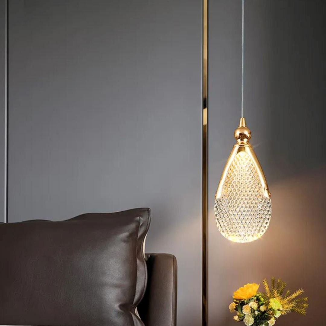 Lustre Pendente de Luxo Gota Dourado 3 Tons