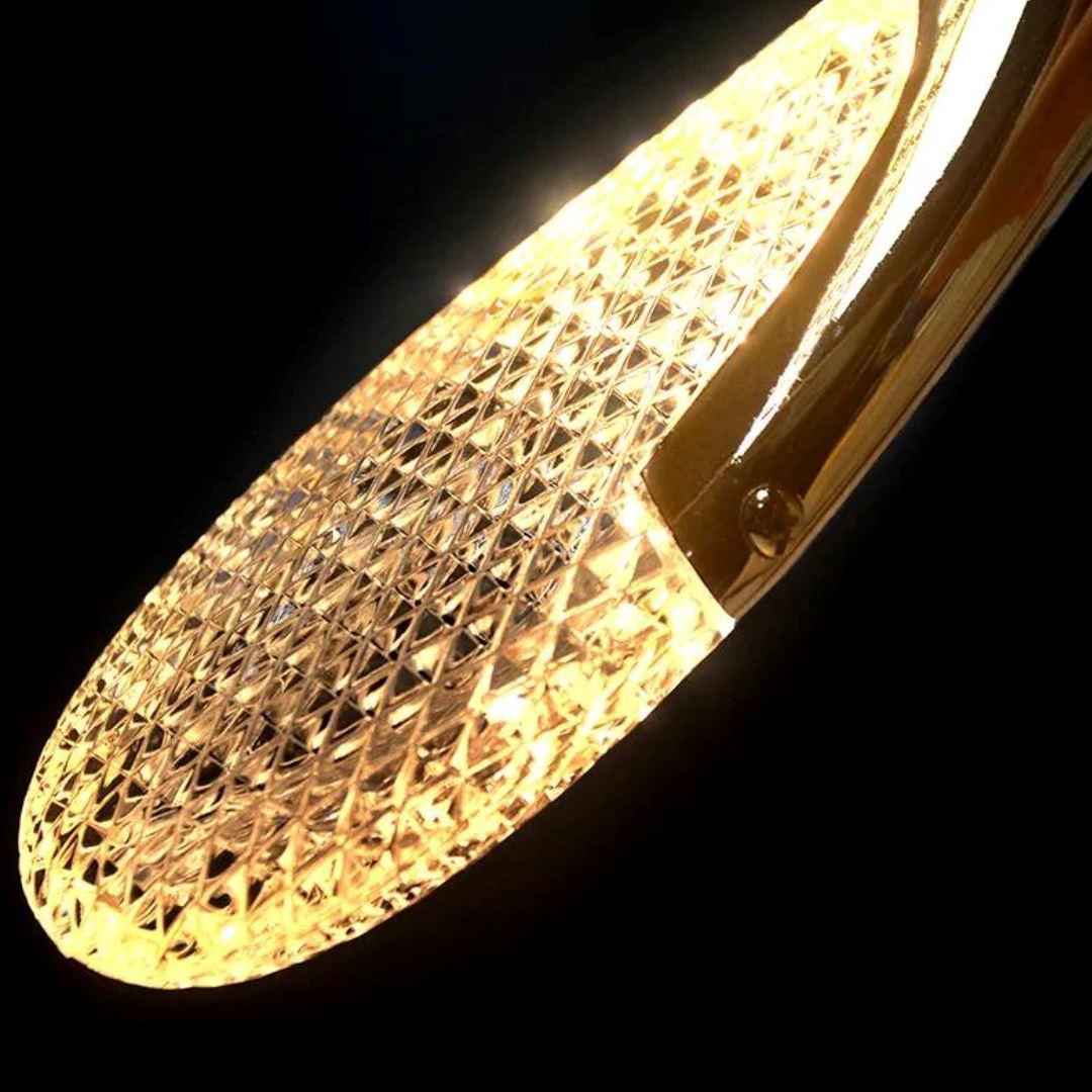 Lustre Pendente de Luxo Gota Dourado 3 Tons