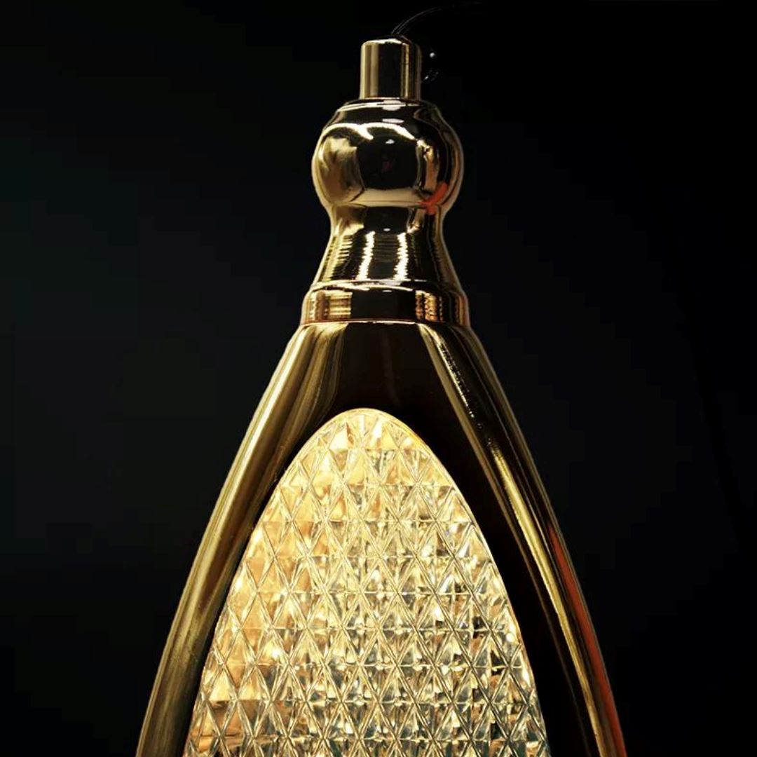 Lustre Pendente de Luxo Gota Dourado 3 Tons