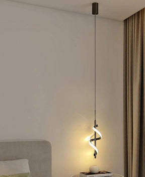 Lustre Pendente em Espiral Preto de Led