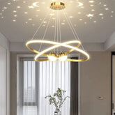 Lustre Pendente Luxuoso Circular Duplo em Led