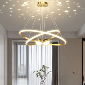 Lustre Pendente Luxuoso Circular Duplo em Led