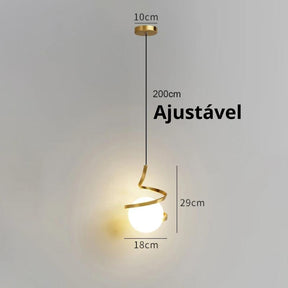 Lustre Pendente Orbit Spiral em LED