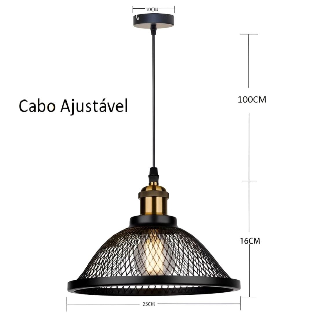 Lustre Pendente Vintage Retrô Vazado para Quarto Cozinha Balcão (25cm)